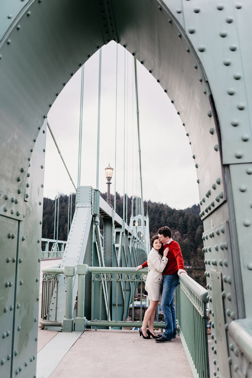 St. Johns Bridge Engagement Photo Deyla Huss Photography